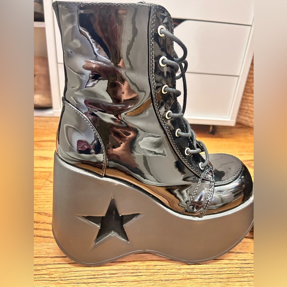 Demonia Dynamite-106 Black Platform Ankle Boots Size 9 - Picture 4 of 13